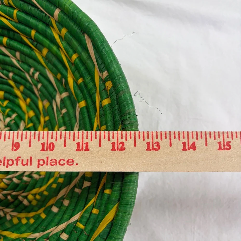 Vintage African Basket Handcrafted Large Round Coiled Basket 12
